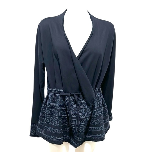 Lucky Brand navy blue embroidered wrap cardigan size XL - Picture 1 of 8